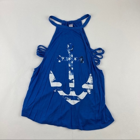 NOBO No Boundaries Tank Top Womens Juniors Large 11-13 Blue Anchor - Picture 1 of 8